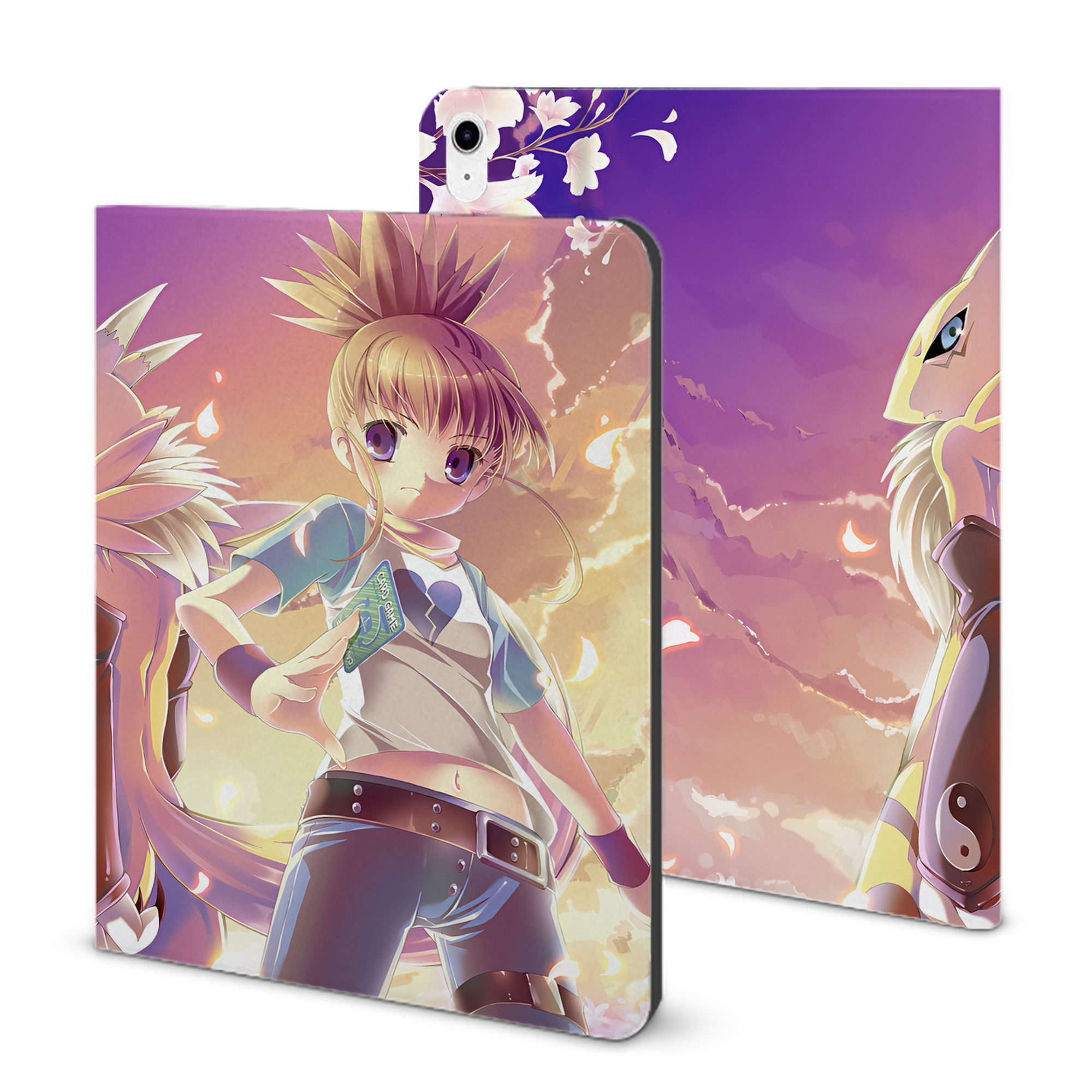 （画像用） Digimon デジタルモンスター/デジモン IPad ケース ブック型 PUレザー TPU 耐衝撃 軽量 薄型 ペン収納なし 全面保護 IPad 各モデル対応